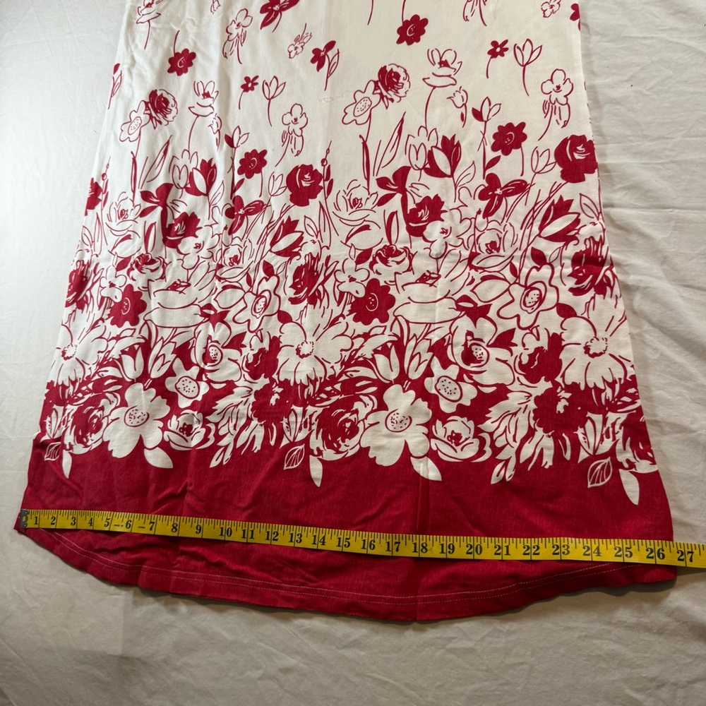 Serengeti White & Red Floral XL Maxi Dress Short Sleeve Women’s A-Line Pullover - Picture 10 of 15
